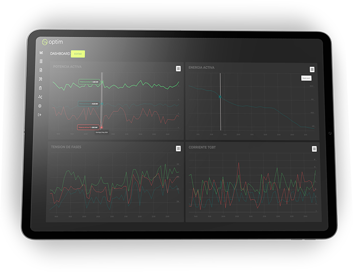 Tablet que muestra la plataforma Optim